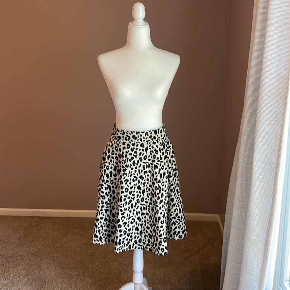 Leopard print A-line zipper back closure fully lined